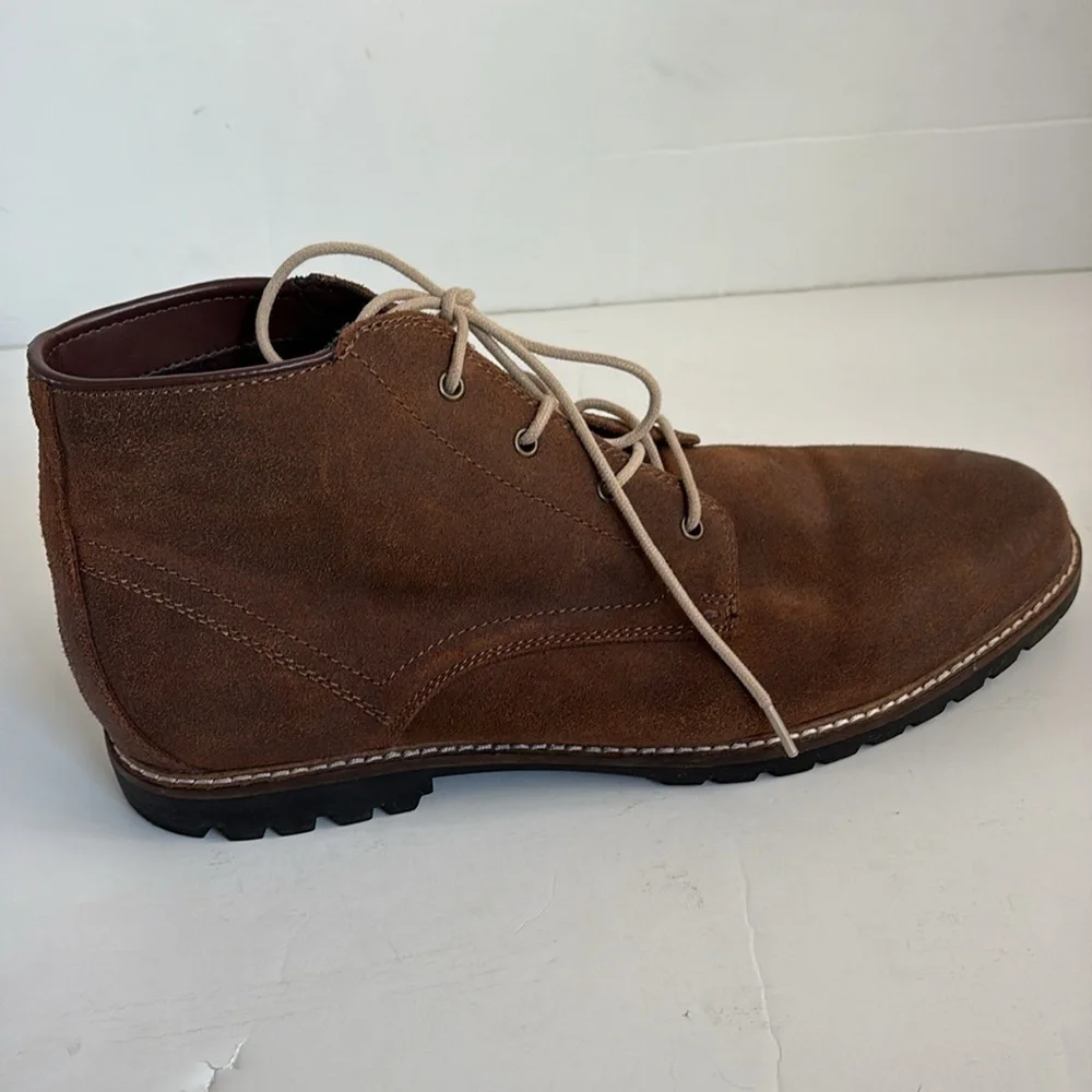 Vince Camuto Lancelot Chukka brown leather upper lace up ankle boots